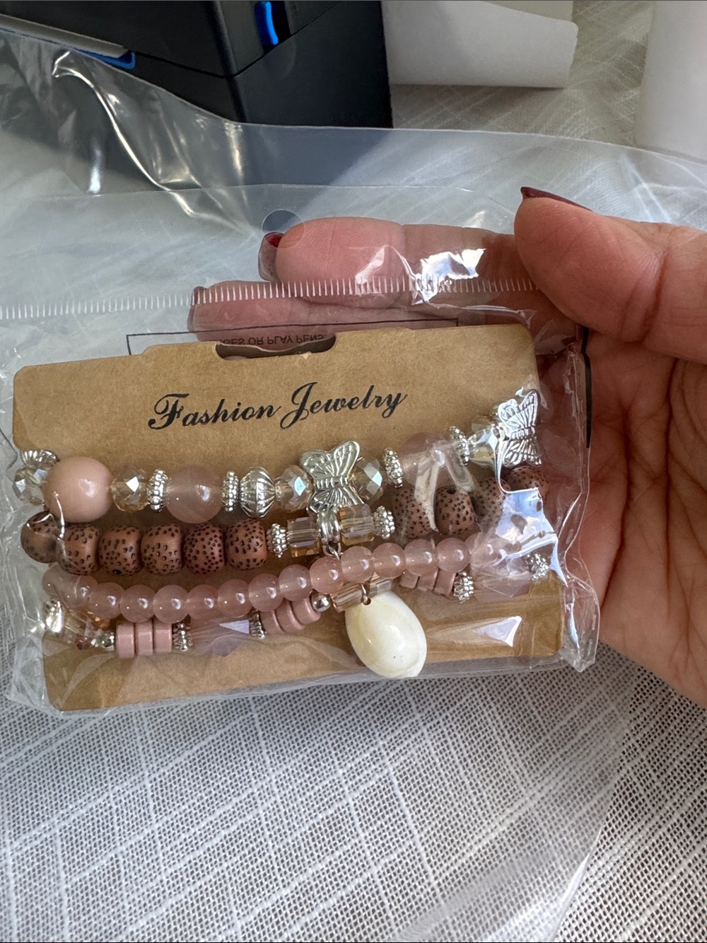 4pc Brown Beaded Bracelet Set Fashion Jewelry Stackable Stretch Boho